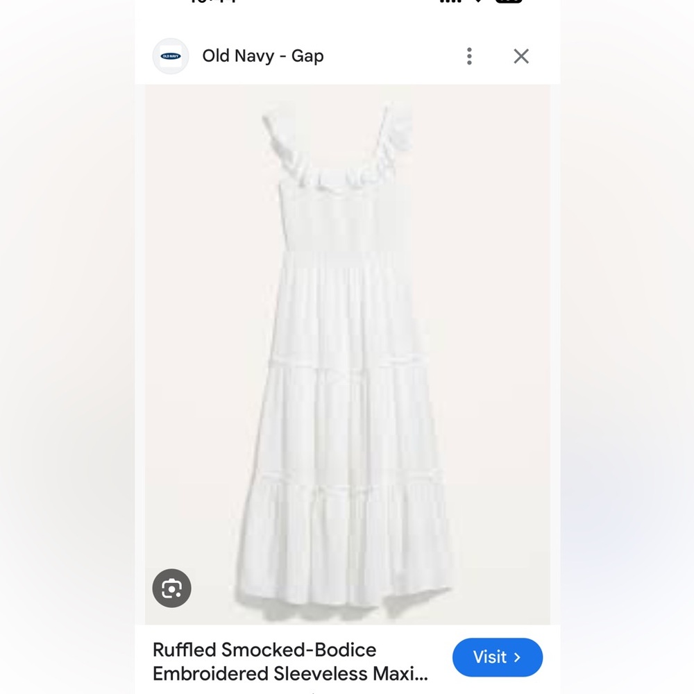 Old Navy White Ruffled Smocked-Bodice Embroidered Sleeveless Maxi Dress (XL)